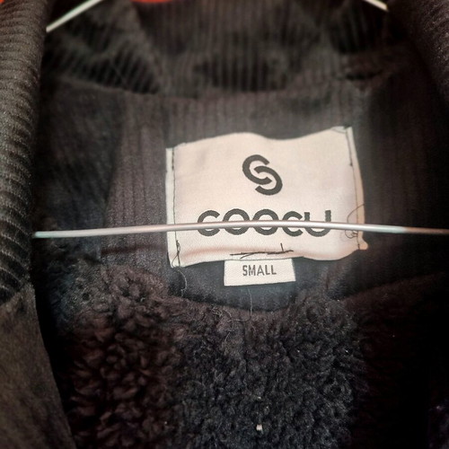 Corduroy coat like new with fur lining, black, size S