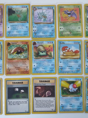Pokemon TCG Fossil Set bundle of 15 different vintage cards used