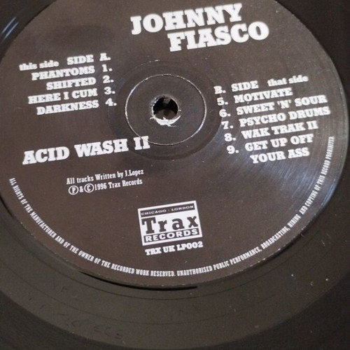 Johnny Fiasco Acid Wash II LP album like new, electronic