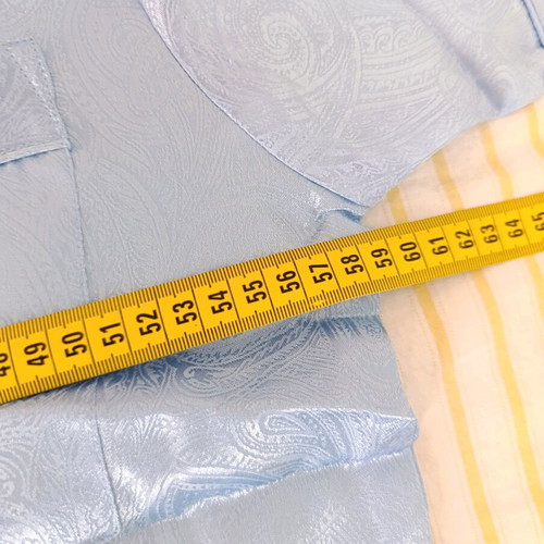 Satin short-sleeve pajamas XL turquoise with patterns, new