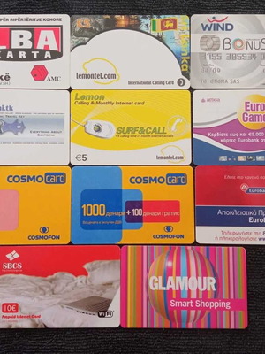 Dummy 11 foreign phone cards new without scratch and serial number