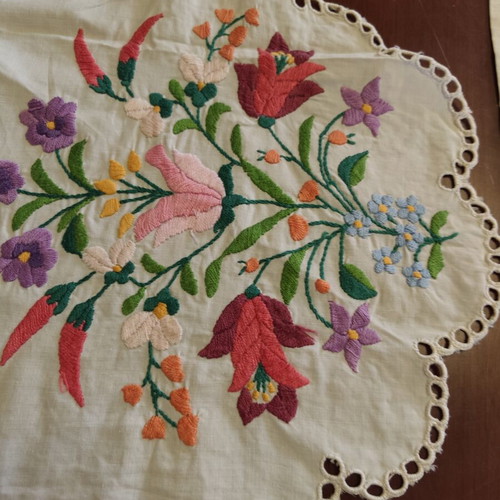 Two old handmade embroideries used, 110x33 cm each
