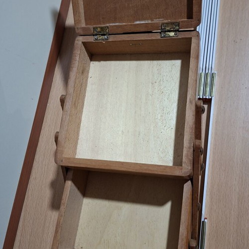 Wooden multiple folding case used for sewing or jewelry storage