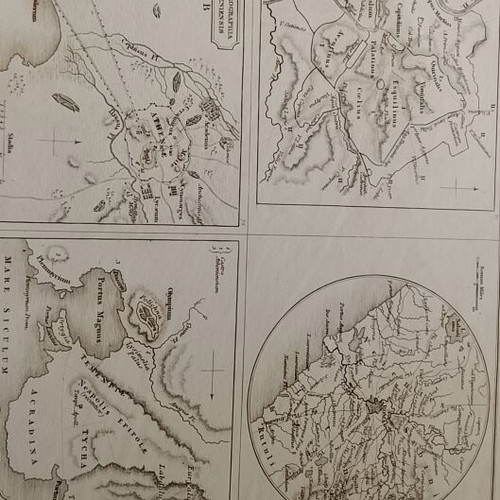 1826 Lithograph Map of Ancient Athens, Rome, Syracuse used, 27x21cm