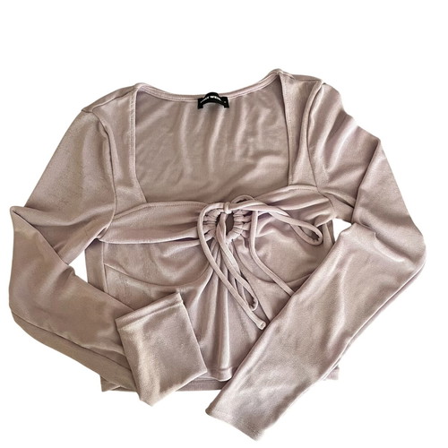 Tally Weijl Lilac Velvet Crop Top Like New, Tie Front