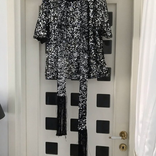 Zara blouse with sequins and scarf belt, like new
