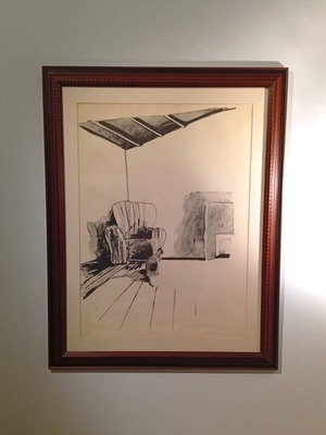 Manolis Haros Signed Lithograph 4/20 with Carved Frame used