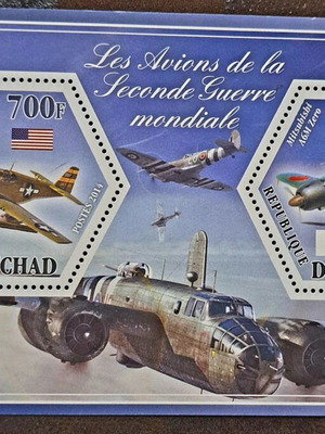 RARE SHEET 2 STAMPS AIRPLANE WORLD WAR II SPITFIRE MACCHI 2 MINT NH!