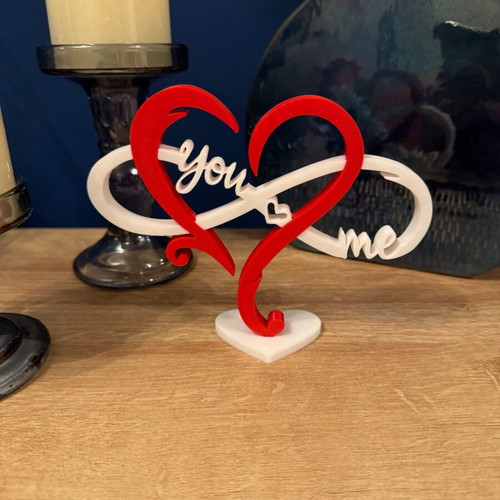 You & Me Love Decoration Heart 3D Printed new with custom name and NFC