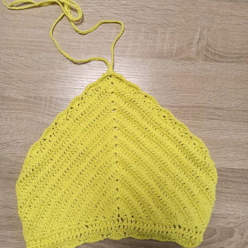 Knitted top handmade new, yellow one size