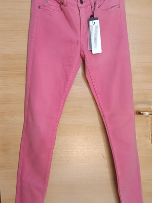 Pink elastic jeans new, size S