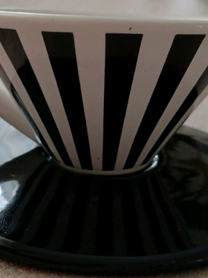 Black and white striped cup with saucer like new