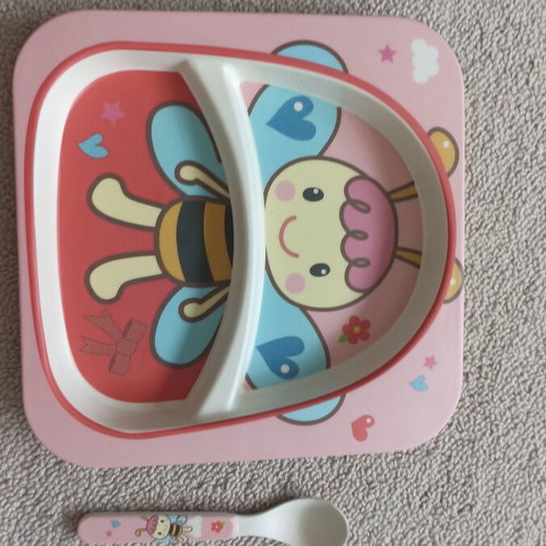 Toddler feeding set unused with plate, spoon, and fork