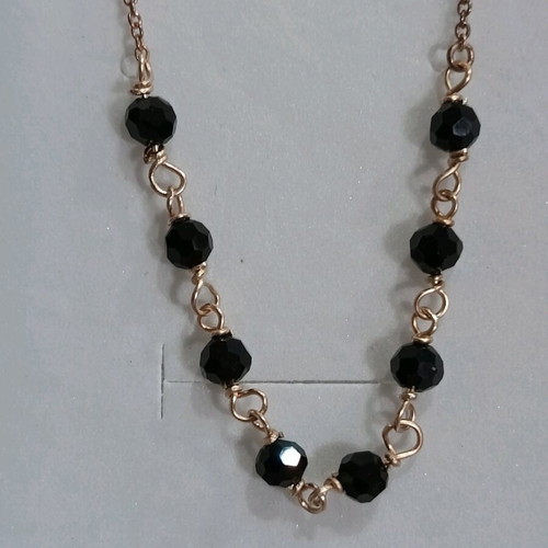 Silver 925 necklace rose gold plated with black crystals new