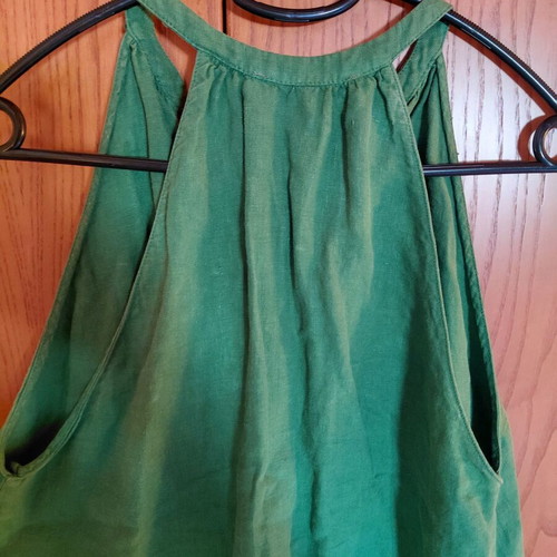 Zara green linen top with ruffles medium, like new