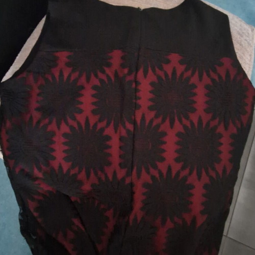 Midi dress made in Italy with black lace floral pattern, like new