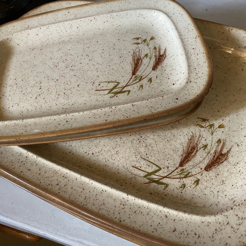 Dinnerware set like new from Poland with 6 large plates, 4 soup plates, 5 platters