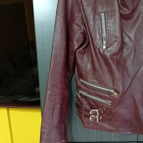 Women's leather jacket used, genuine leather, red