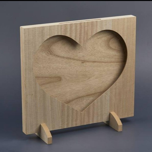 Wooden wish frame new heart-shaped 36x40cm with 20 hearts
