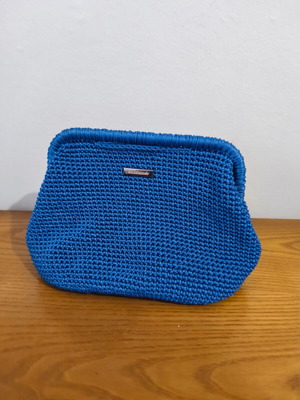 Handmade crochet bag, royal blue, 32x22 cm