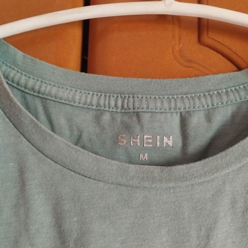 Shein short-sleeve shirt used, blue with colorful print, size M
