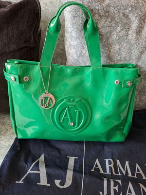 Armani Jeans handbag like new, green color with case