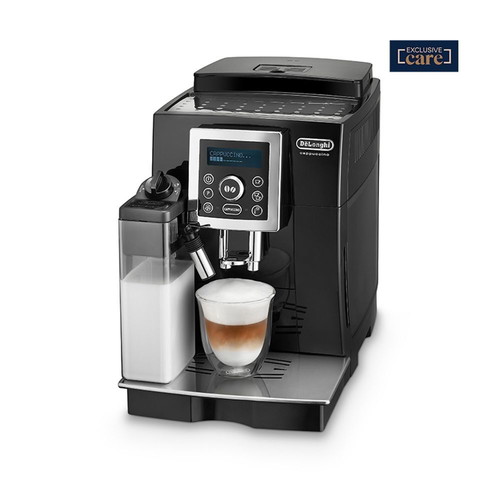 Espresso coffee maker like new with coffee beans and milk frother