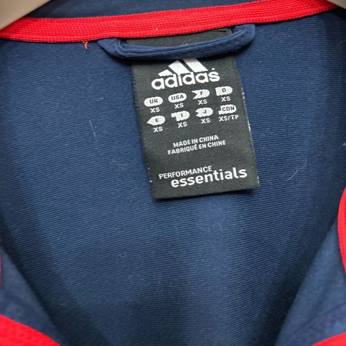 Adidas blue jacket used, XS, with red stripes