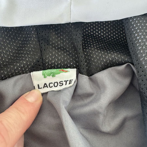 Lacoste windbreaker jacket with hood, gray and white, like new, unisex M/L