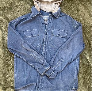 blue μπλε flannel jacket πουκαμισο corduroy κοτλέ με κουκούλα που βγαίνει