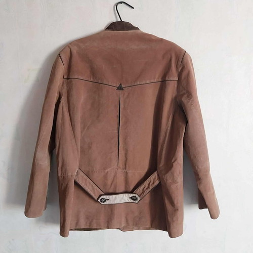 Vintage men's dirndl jacket Natural Life, suede and linen, size 54