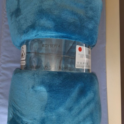 Velour Blanket turquoise 200x220 cm new, 100% polyester