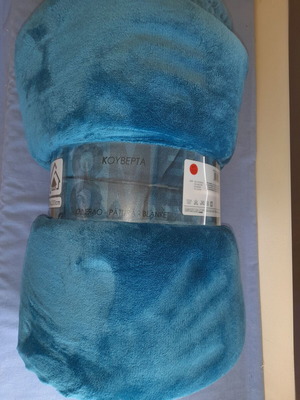 Velour Blanket turquoise 200x220 cm new, 100% polyester