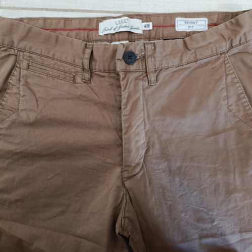 H&M L.O.G.G. men's fabric pants used, brown skinny fit size 31