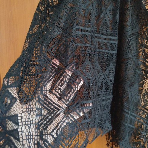 Lace blouse black S/M size like new, asymmetric design