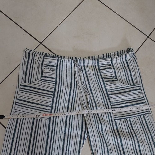 Women's airy pants used, size L, white and green