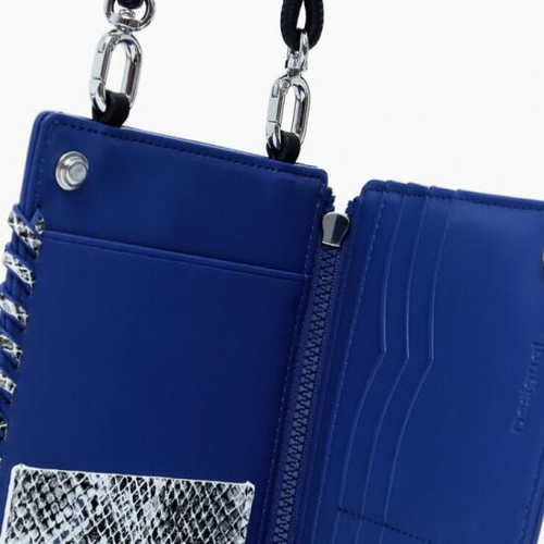 Desigual Phone Pochette like new, black and blue faux leather