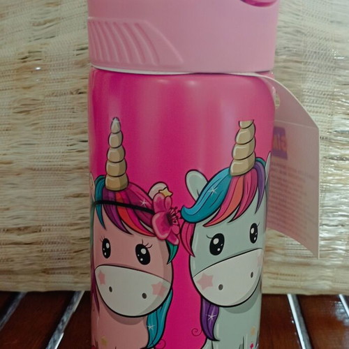 Gim metal water bottle 500ml with unicorn design
