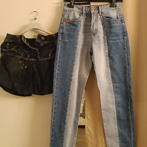Lee Cooper two-tone denim pants like new, mom fit, size XXS