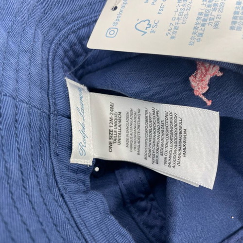 Ralph Lauren Baby Bucket Hat Navy with Pink Logo New