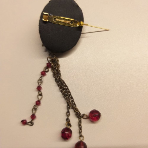 Bee Brooch handmade with leather base and bronze bee