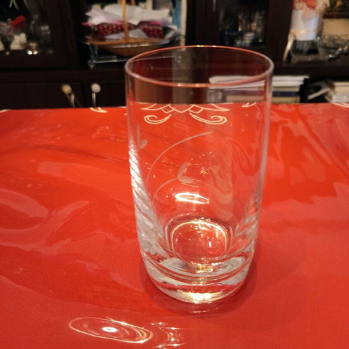 Vintage crystal water glasses set of 6 like new with matte engraving