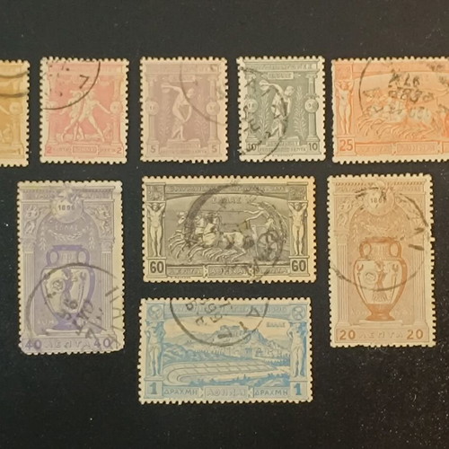 1896 Olympic Games Stamps used, set of nine