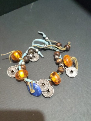 Handmade bracelet with metal elements and stones new