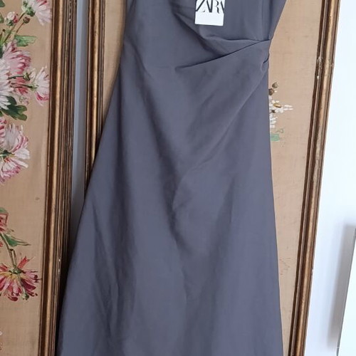 Zara ZW Collection Limited Edition Wool Blend Maxi Dress, Small, Slate Grey