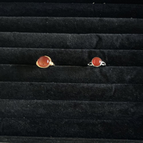 Set of two handmade carnelian rings made to order