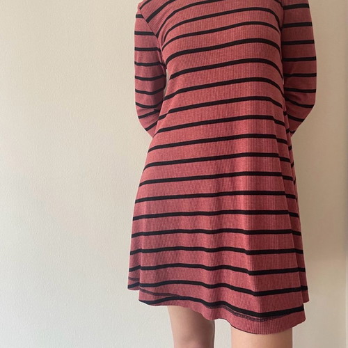 Attrattivo striped dress used, burgundy with black
