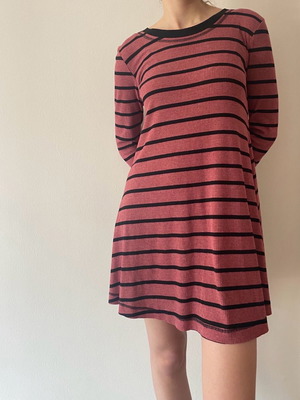 Attrattivo striped dress used, burgundy with black