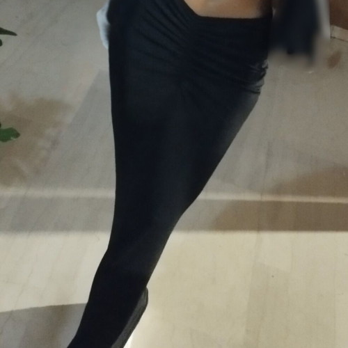 Black maxi slim skirt with gathers like new