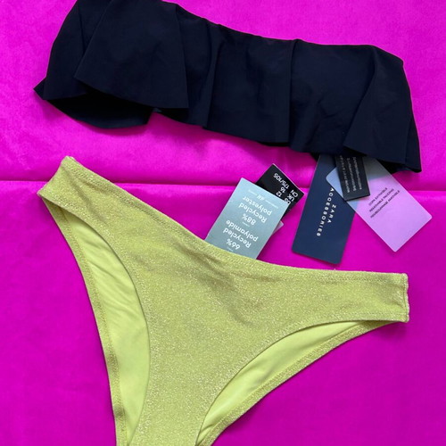 Zara black strapless top and lime HM bottoms new swimwear set